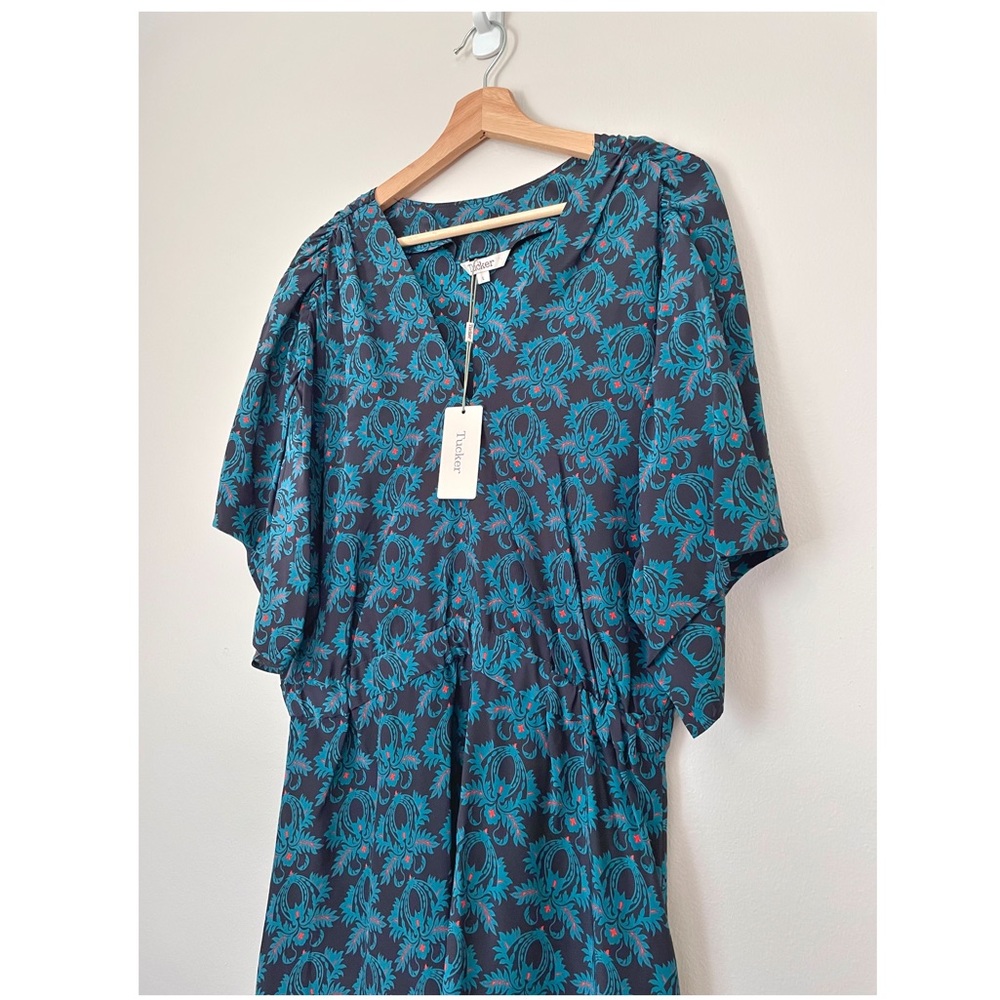 Tucker Teal Silk A-line Dress